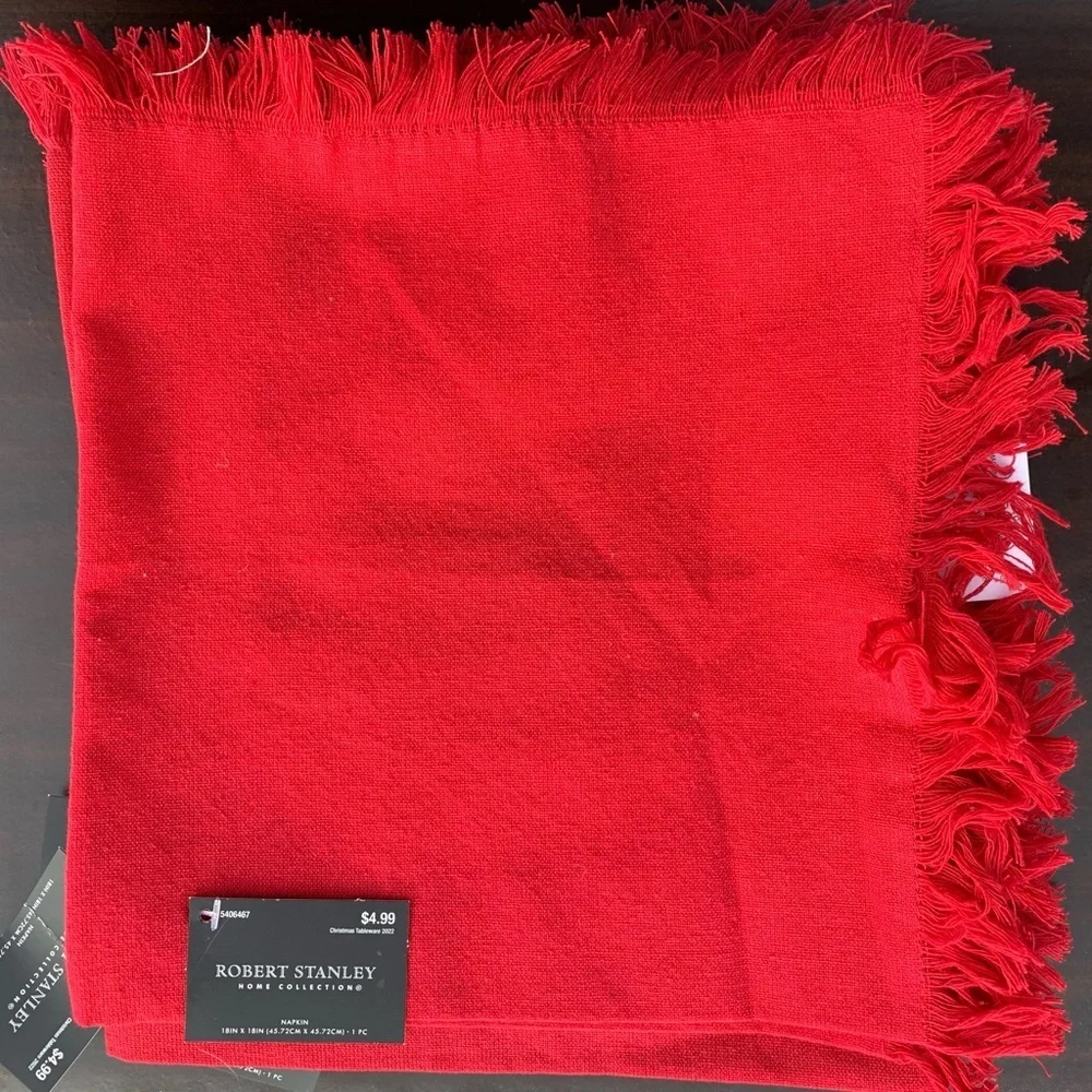NWT 6 Red 18”x18” Cotton Cloth Napkins With Fringe Robert Stanley